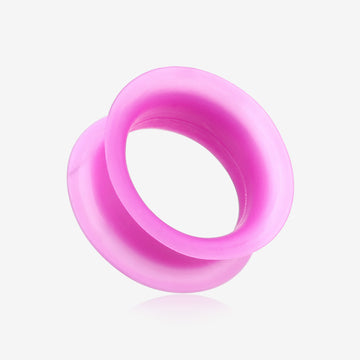 A Pair of Ultra Thin Flexible Silicone Ear Skin Double Flared Tunnel Plug-Purple